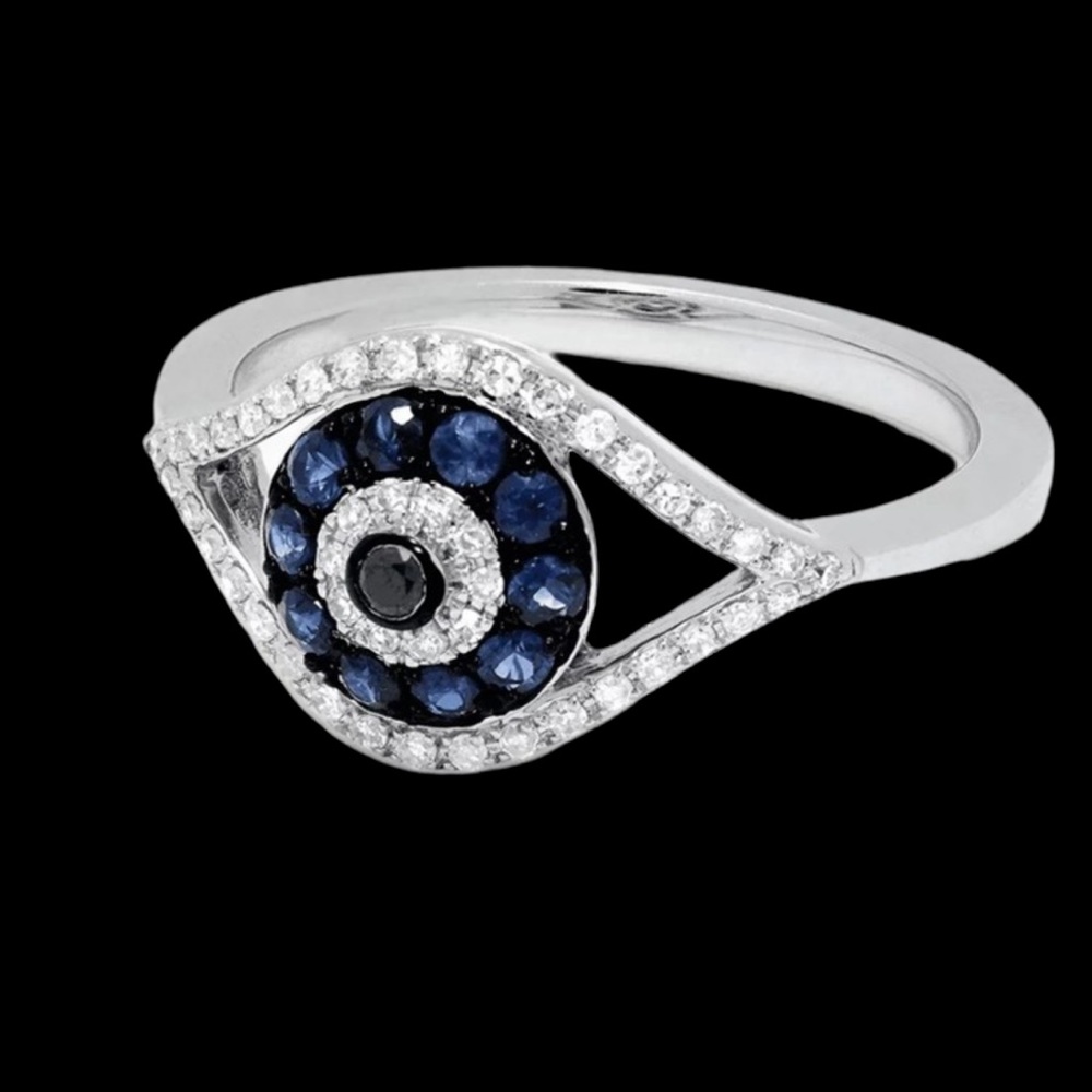 CZ platinum plated Protective eye ring. NWT